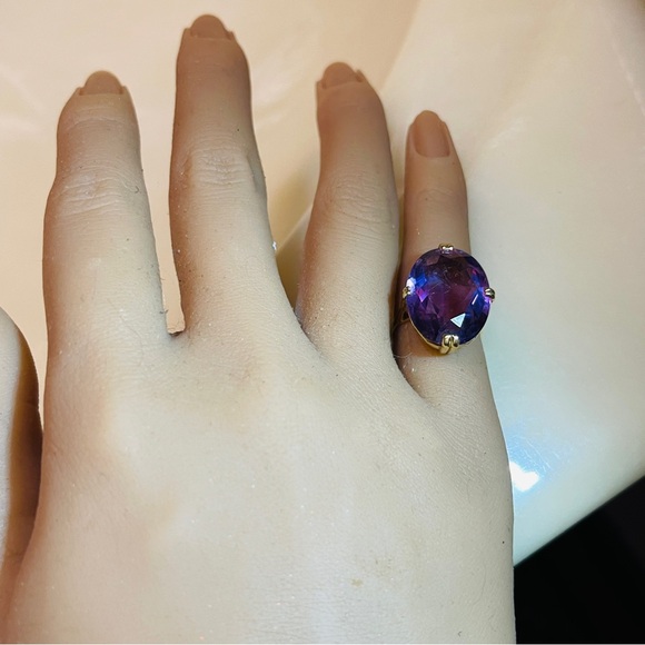 🍇Stunning Vintage Oval Cut 9ct Amethyst 10K Yellow Gold with Filigree Metalwork! - Picture 5 of 14